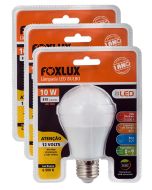 Lâmpada Led 10w 12v 6500k E-27 Foxlux Energia Solar - Kit 3 Unidades