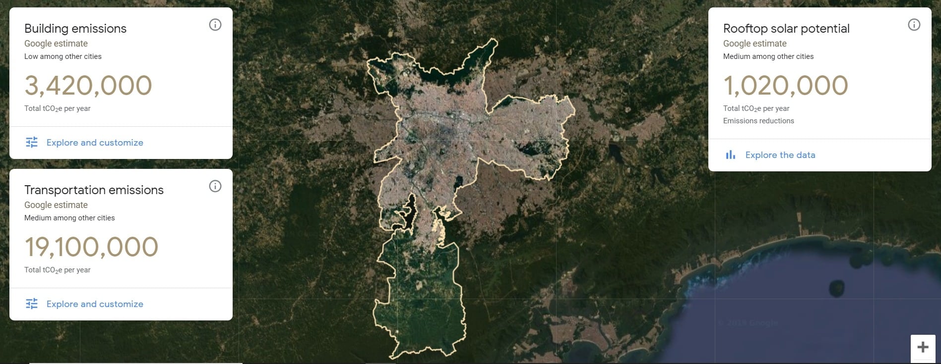 Nova ferramenta do Google para medir emissão de carbono nas cidades