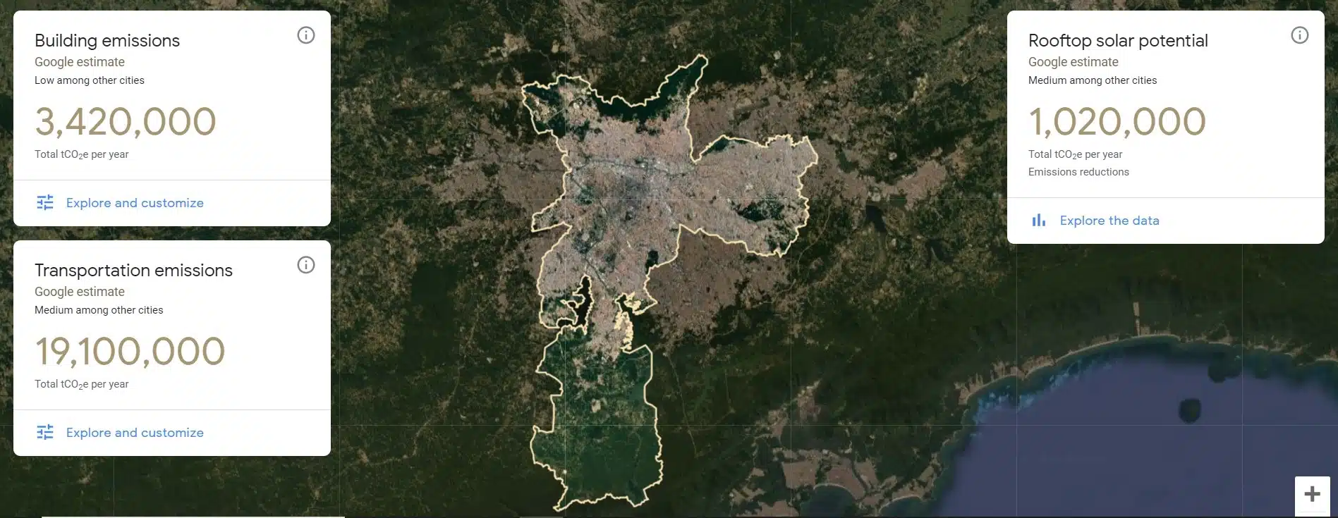 Nova ferramenta do Google para medir emissão de carbono nas cidades